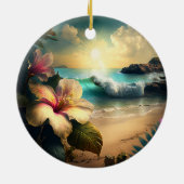Hawaiianische tropische Blume am Beach Ornament (Hinten)