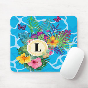 Hawaiianische tropische Blume und Schmetterlinge Mousepad