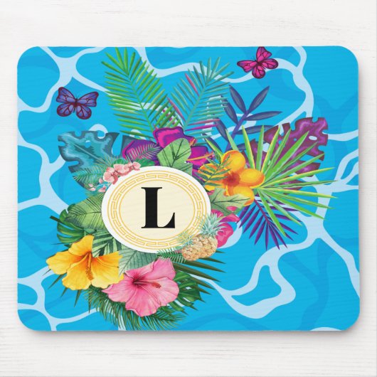 Hawaiianische tropische Blume und Schmetterlinge Mousepad (Vorne)