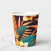 Hawaiianische tropische botanische Muster. Blütenb Pappbecher (Rückseite)