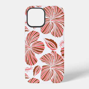 Hawaiianische tropische natürliche Blüten in braun iPhone 12 Hülle