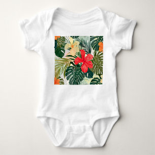 Hawaiianische tropische Pflanze, farbenfrohe Blume Baby Strampler