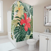 Hawaiianische tropische Pflanze, farbenfrohe Blume Duschvorhang (Beispiel)