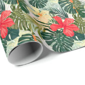 Hawaiianische tropische Pflanze, farbenfrohe Blume Geschenkpapier (Rolleneckpunkt)