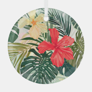Hawaiianische tropische Pflanze, farbenfrohe Blume Ornament Aus Glas