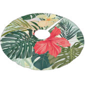 Hawaiianische tropische Pflanze, farbenfrohe Blume Polyester Weihnachtsbaumdecke (Schrägansicht)