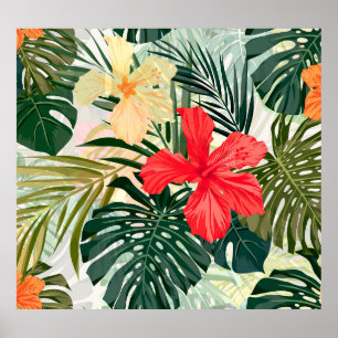 Hawaiianische tropische Pflanze, farbenfrohe Blume Poster