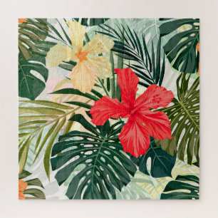 Hawaiianische tropische Pflanze, farbenfrohe Blume Puzzle