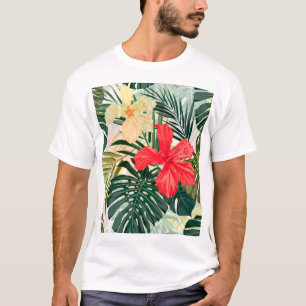Hawaiianische tropische Pflanze, farbenfrohe Blume T-Shirt