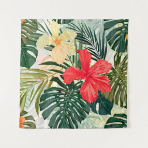 Hawaiianische tropische Pflanze, farbenfrohe Blume Wandteppich