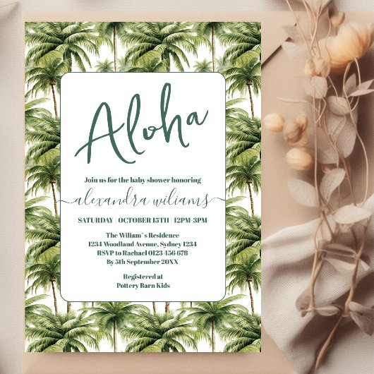 Hawaiianische tropische Vegetation Babydusche Einladung
