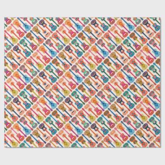 Hawaiianische Ukulele Geschenkpapier (Flach)