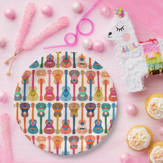 Hawaiianische Ukulele Pappteller (Party)
