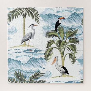 Hawaiianische Vintage, blumengeschmückte Sommerstr Puzzle