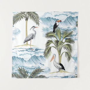 Hawaiianische Vintage, blumengeschmückte Sommerstr Wandteppich