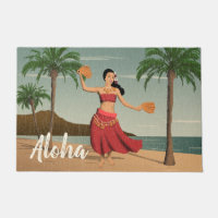 Hawaiianische Vintage-Hula-Mädchen-Postkarte Aloha