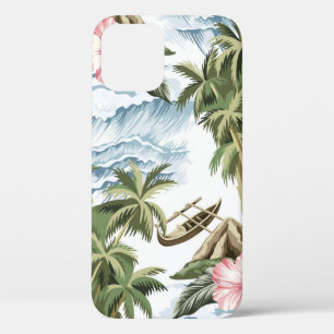 Hawaiianische Vintage-Insel, Palme, Boot, rosa Case-Mate iPhone Hülle