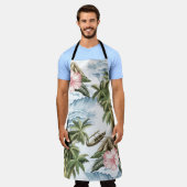 Hawaiianische Vintage Insel, Palme, Schiff, rosa  Schürze (Getragen)