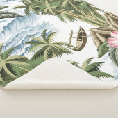 Hawaiianische Vintage Insel, Palme, Schiff, rosa Sherpadecke (3/4)