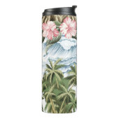 Hawaiianische Vintage Insel, Palme, Schiff, rosa Thermosbecher (Nach links gedreht)