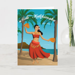Hawaiianische Vintage Mele Kalikimaka individuell Feiertagskarte