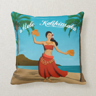 Hawaiianische Vintage-Mele-Kalikimaka-Postkarte Kissen