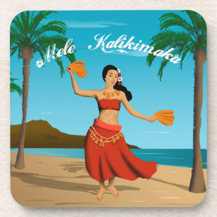 Hawaiianische Vintage-Weihnachtskarte Mele Kalikim Untersetzer