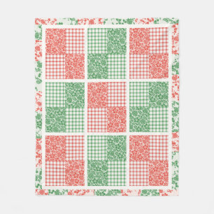 Hawaiianische Weihnachts-Patchworkdecke Rot Grün Fleecedecke