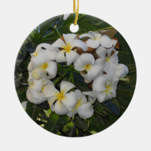 Hawaiianische Weihnachtsplumeria Keramikornament