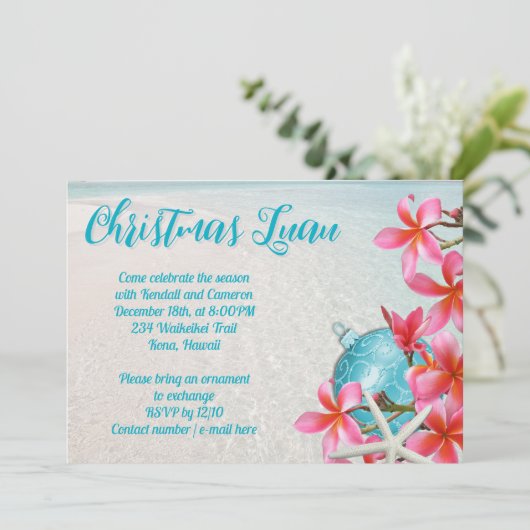 Hawaiianische Weihnachtszeit-Party Einladung (Stehend Vorderseite)