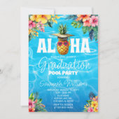 Hawaiianischer Abschluss Pool Party Geburtstag Einladung (Vorderseite)