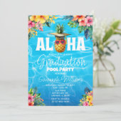 Hawaiianischer Abschluss Pool Party Geburtstag Einladung (Stehend Vorderseite)
