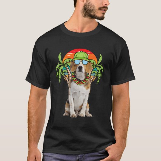 Hawaiianischer Beagle mit Sonnenbrille im Beach Su T-Shirt (Vorderseite)