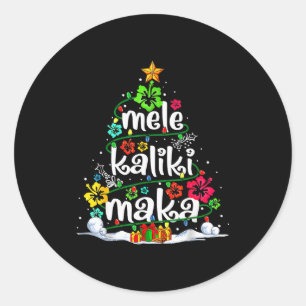Hawaiianischer Blumen-Weihnachtsbaum Mele Kalikima Runder Aufkleber
