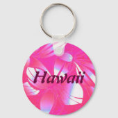Hawaiianischer Blumendruck Rosa Schlüsselanhänger (Vorderseite)