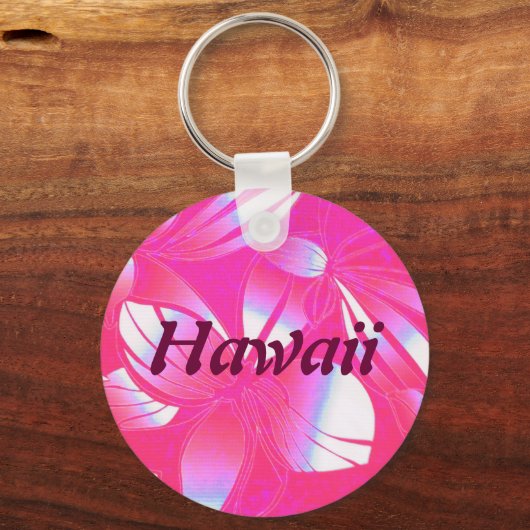 Hawaiianischer Blumendruck Rosa Schlüsselanhänger (Vorderseite)