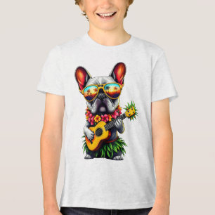 Hawaiianischer Bulldog &amp; Ananas Ukulele Su Tri-Blend Shirt