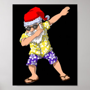 Hawaiianischer Dabbing Weihnachtsmann Christmas Im Poster