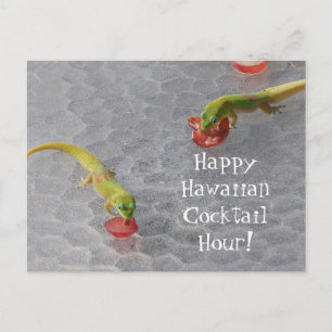 Hawaiianischer Gecko-Cocktailstunde Postkarte