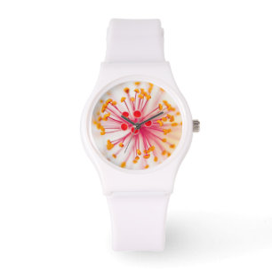 Hawaiianischer Hibisken Sporty White Silicon Watch Armbanduhr