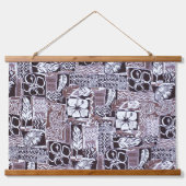 Hawaiianischer Hibiskus Bark Cloth Wandteppich Mit Holzrahmen (Vorne)