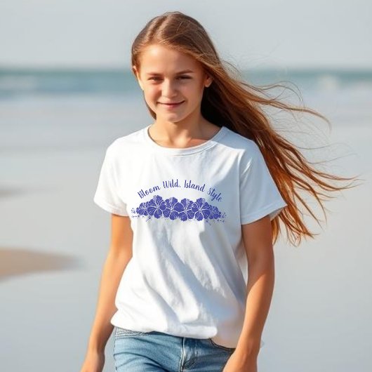 Hawaiianischer Hibiskus Blume Blau T-Shirt