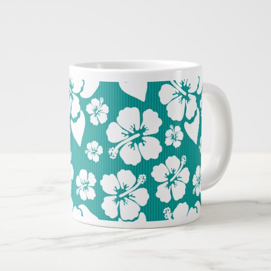 Hawaiianischer Hibiskus Blume Muster Jumbo-Tasse (Vorderseite Rechts)