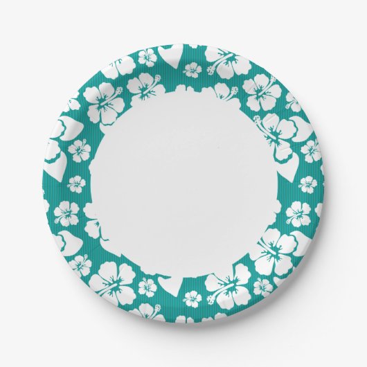 Hawaiianischer Hibiskus Blume Muster Pappteller (Vorderseite)