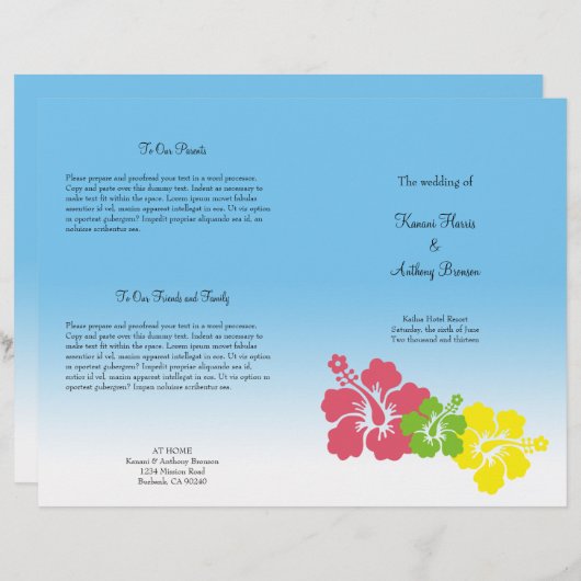 Hawaiianischer Hibiskus Blume Tropisches Hochzeits (Vorne/Hinten)