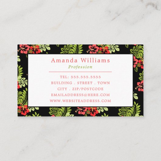 Hawaiianischer Hibiskus-Design, floral Visitenkarte (Rückseite)