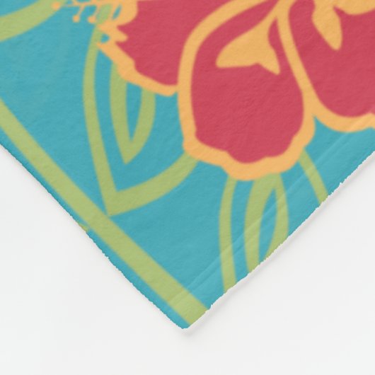 Hawaiianischer Hibiskus Fleecedecke (Ecke)