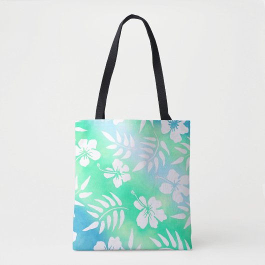 Hawaiianischer Hibiskus Grün und Blau Tasche (Vorderseite)