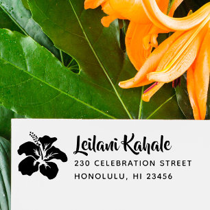 Hawaiianischer Hibiskus Individuelle Name & Rückse Gummistempel