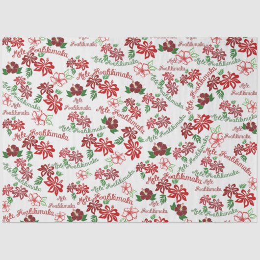 Hawaiianischer Hibiskus Mele Kalikimaka Tissue Pap Seidenpapier (Vorderseite)